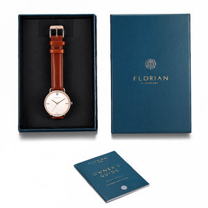 Classic Diamond Timber Tan and Rose Gold Watch | 36mm