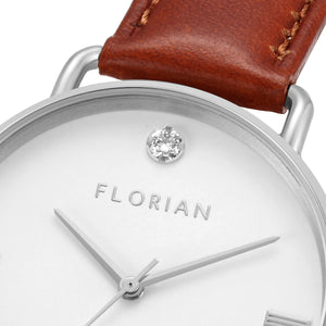 Classic Diamond Timber Tan and Silver Watch | 36mm