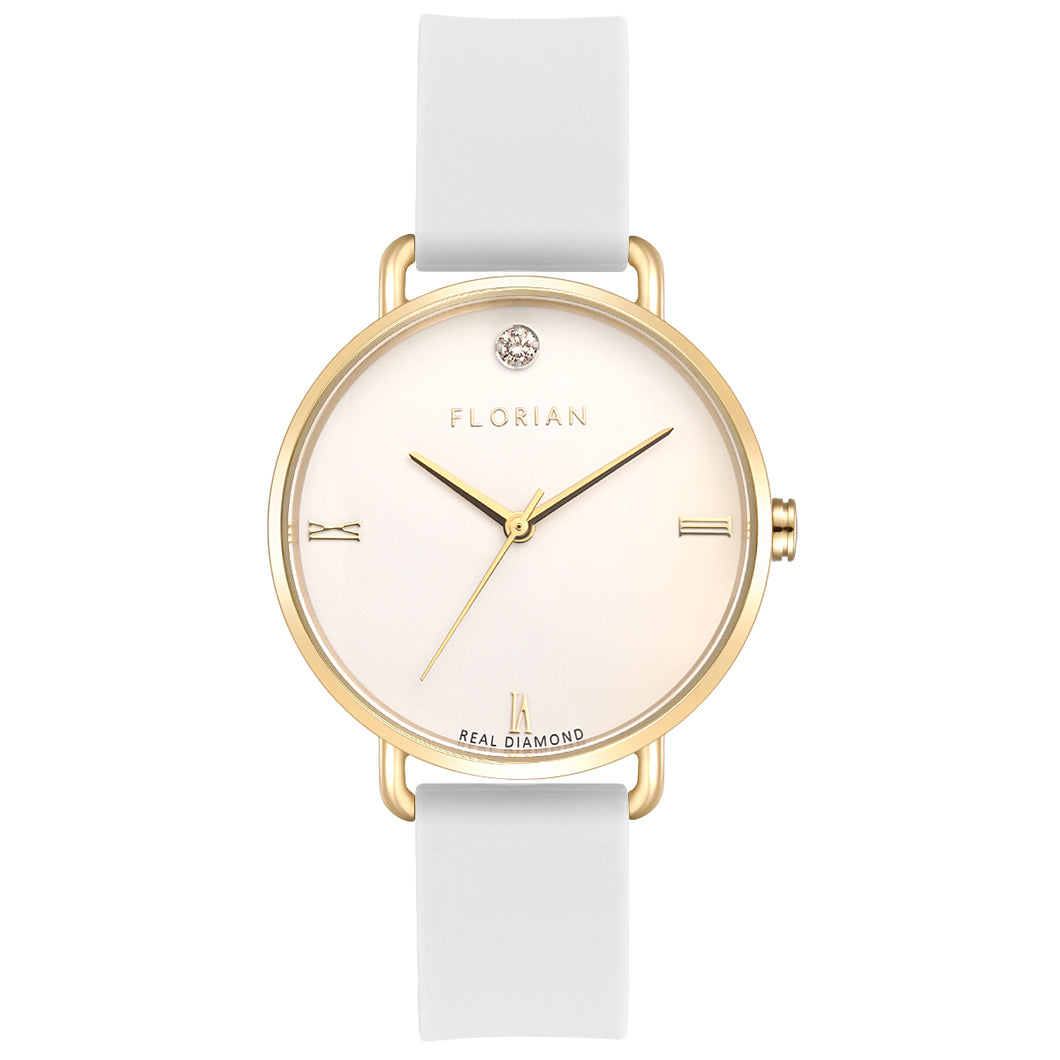 Pure Diamond Pure White and Champagne Gold Watch | 36mm