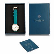 Load image into Gallery viewer, Pure Diamond Aqua Green and Champagne Gold Watch | 36mm
