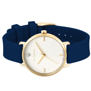 Pure Diamond Navy Blue and Champagne Gold Watch | 36mm