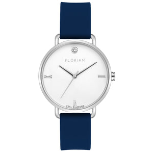 Pure Diamond Navy Blue and Silver Watch | 36mm