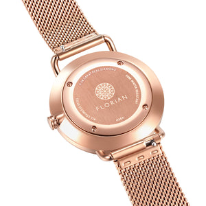 Ocean Diamond MOP Dial Rose Gold Mesh Watch | 36mm