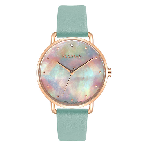 Candy Diamond Colorful MOP Dial Pistachio Green and Rose Gold Watch | 36mm