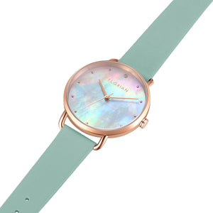 Candy Diamond Colorful MOP Dial Pistachio Green and Rose Gold Watch | 36mm