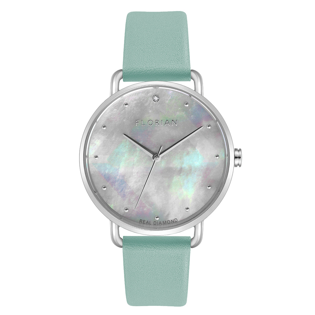 Candy Diamond Colorful MOP Dial Pistachio Green and Silver Watch | 36mm