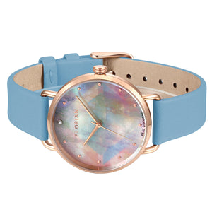 Candy Diamond Colorful MOP Dial Angel Blue and Rose Gold Watch | 36mm