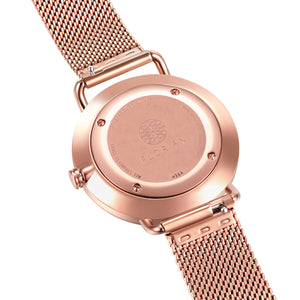 Classic Roman Silver White Dial Rose Gold Mesh Watch | 36mm