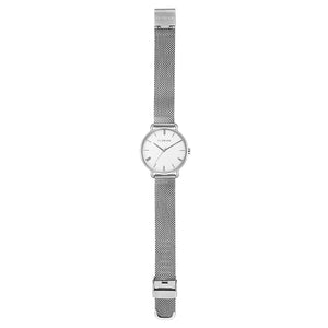 Classic Roman Silver White Dial Silver Mesh Watch | 36mm