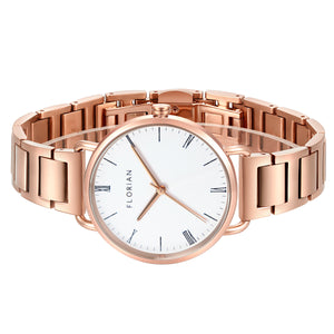 Classic Roman Silver White Dial Rose Gold Bracelet Watch | 36mm