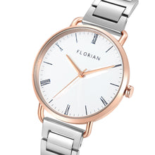 Load image into Gallery viewer, Classic Roman Silver White Dial Silver and Rose Gold Bracelet Watch | 36mm
