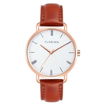Classic Roman Silver White Dial Timber Tan and Rose Gold Watch | 36mm