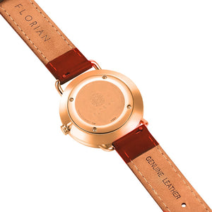 Classic Roman Silver White Dial Timber Tan and Rose Gold Watch | 36mm