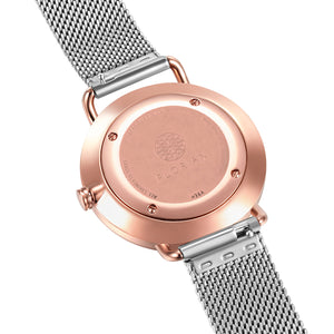 Classic Roman Black Dial Silver and Rose Gold Mesh Watch | 36mm
