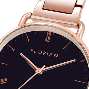Classic Roman Black Dial Rose Gold Bracelet Watch | 36mm