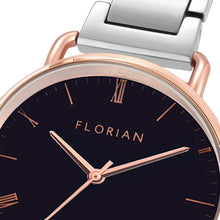 Classic Roman Black Dial Silver and Rose Gold Bracelet Watch | 36mm