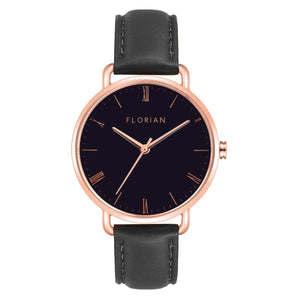 Classic Roman Black Dial Eagle Black and Rose Gold Watch | 36mm