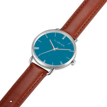 Load image into Gallery viewer, Classic Roman Turqouise Dial Timber Tan and Silver Watch | 36mm
