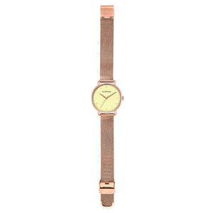 Classic Roman Lemon Yellow Dial Rose Gold Mesh Watch | 36mm