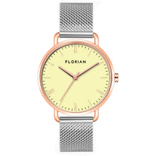 Classic Roman Lemon Yellow Dial Silver and Rose Gold Mesh Watch | 36mm
