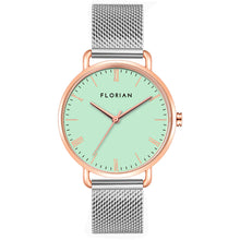 Classic Roman Palm Green Dial Silver and Rose Gold Mesh Watch | 36mm