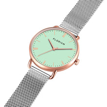 Load image into Gallery viewer, Classic Roman Palm Green Dial Silver and Rose Gold Mesh Watch | 36mm
