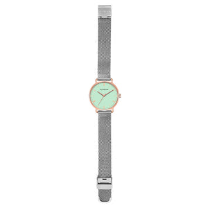 Classic Roman Palm Green Dial Silver and Rose Gold Mesh Watch | 36mm