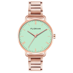 Classic Roman Palm Green Dial Rose Gold Bracelet Watch | 36mm