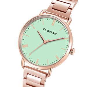 Classic Roman Palm Green Dial Rose Gold Bracelet Watch | 36mm