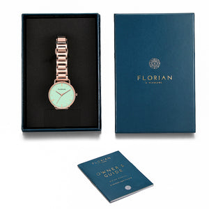 Classic Roman Palm Green Dial Rose Gold Bracelet Watch | 36mm