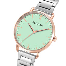 Load image into Gallery viewer, Classic Roman Palm Green Dial Silver and Rose Gold Bracelet Watch | 36mm

