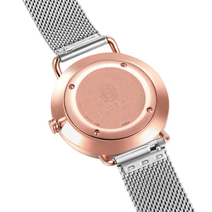 Classic Roman Milky Purple Dial Silver and Rose Gold Mesh Watch | 36mm