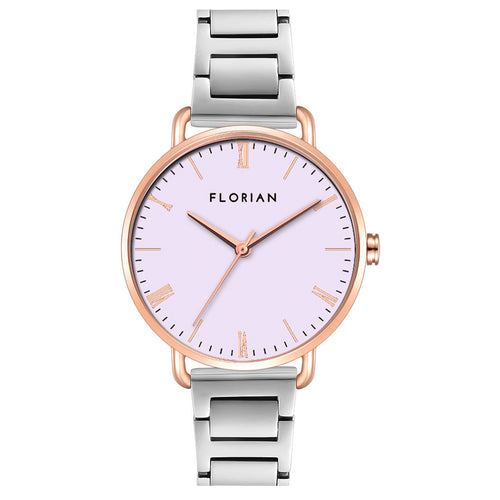 Classic Roman Milky Purple Dial Silver and Rose Gold Bracelet Watch | 36mm