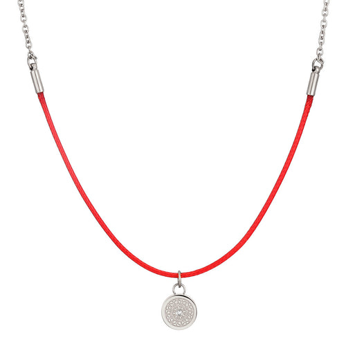 Aroma Rainbow Diamond Ruby Red and Silver Necklace
