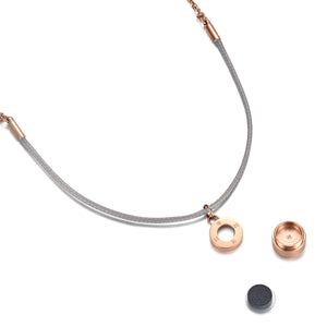 Aroma Rainbow Diamond Cool Grey and Rose Gold Necklace