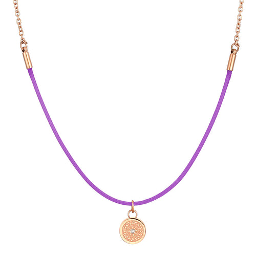 Aroma Rainbow Diamond Bright Violet and Rose Gold Necklace