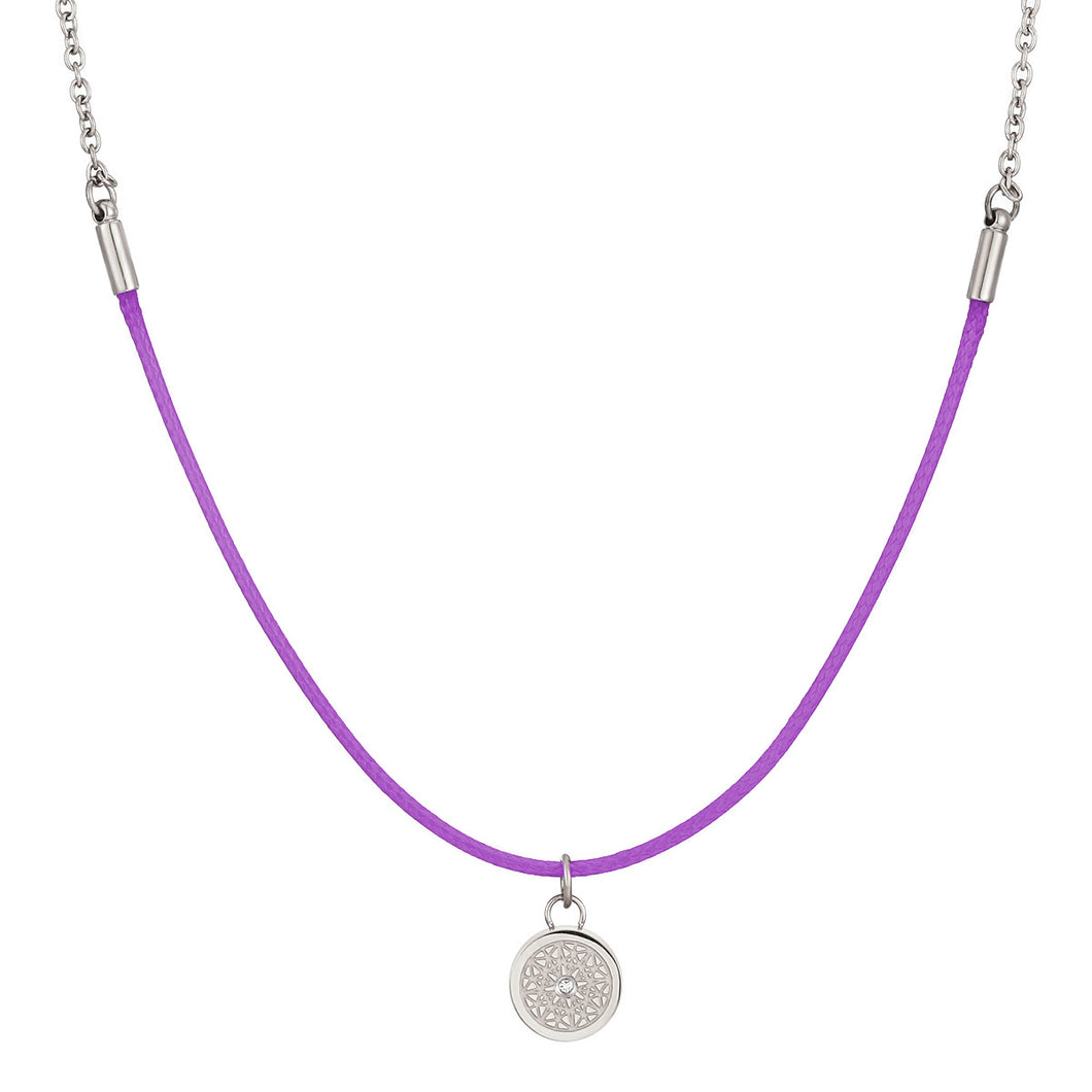 Aroma Rainbow Diamond Bright Violet and Silver Necklace