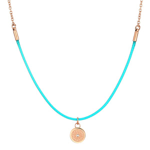 Aroma Rainbow Diamond Aqua Green and Rose Gold Necklace