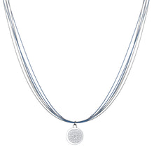 Load image into Gallery viewer, Aroma Wire Diamond Angel Blue and Silver Necklace
