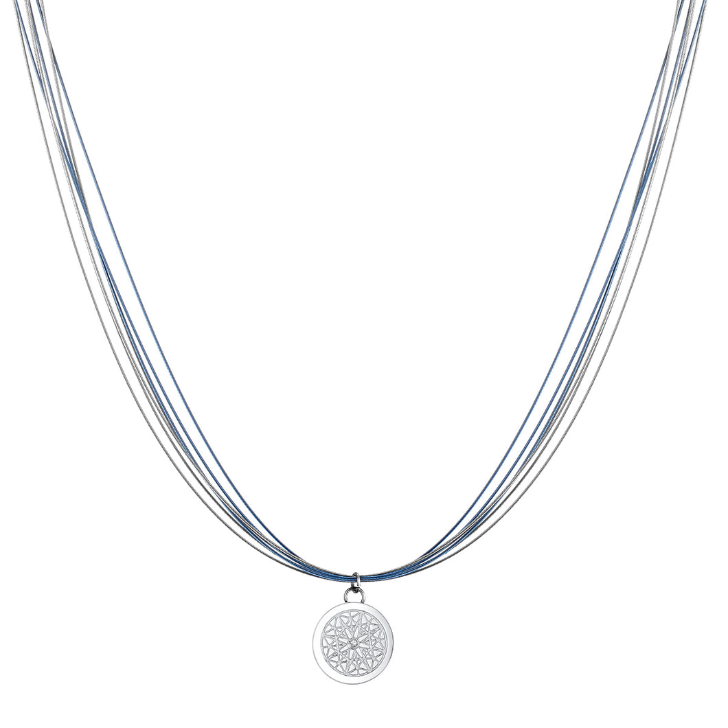 Aroma Wire Diamond Angel Blue and Silver Necklace
