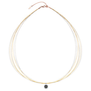 Aroma Wire Diamond Champagne Gold and Sliver Necklace