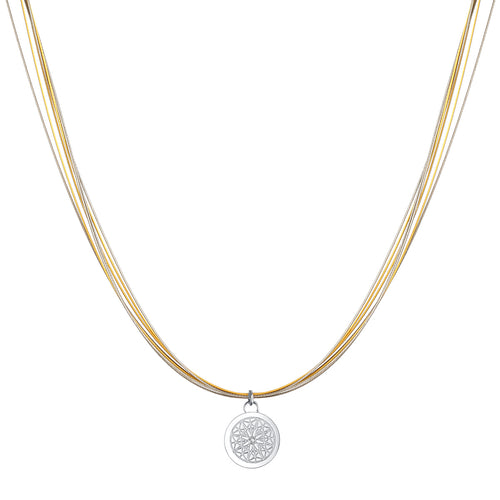 Aroma Wire Diamond Champagne Gold and Sliver Necklace