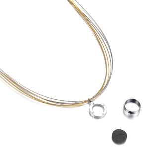 Aroma Wire Diamond Champagne Gold and Sliver Necklace