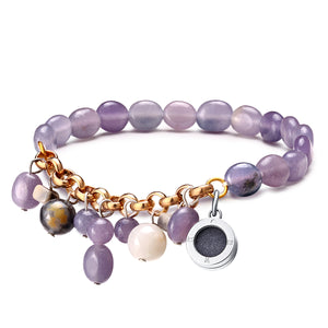 Aroma GEM Purple Aventurine Bracelet with Fanatic Agate Charm | 8mm