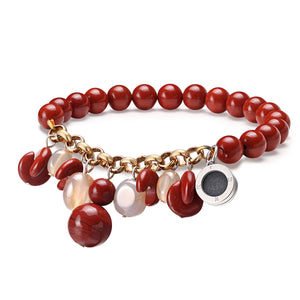 Aroma GEM Red Jasper Bracelet with Red Agate Charm | 8mm