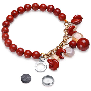 Aroma GEM Red Jasper Bracelet with Red Agate Charm | 8mm