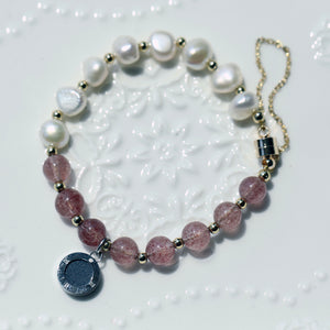 Aroma GEM Pearl x Strawberry Quartz Bracelet | 8mm