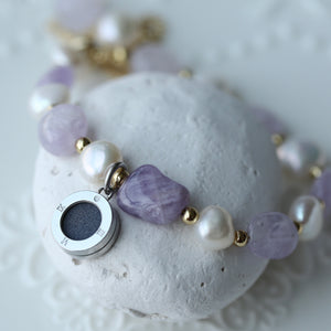 Aroma GEM Pearl x Lavender Amethyst Bracelet | 8mm