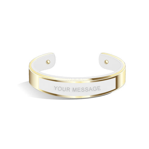 Tailor Pure White and Champagne Gold Bangle | 15mm