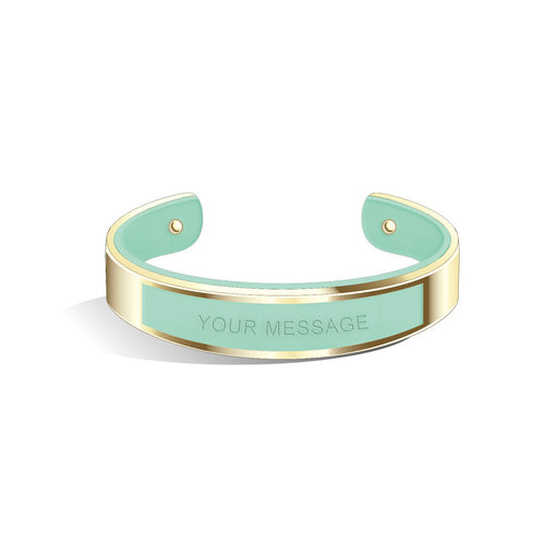 Tailor Aqua Green and Champagne Gold Bangle | 15mm